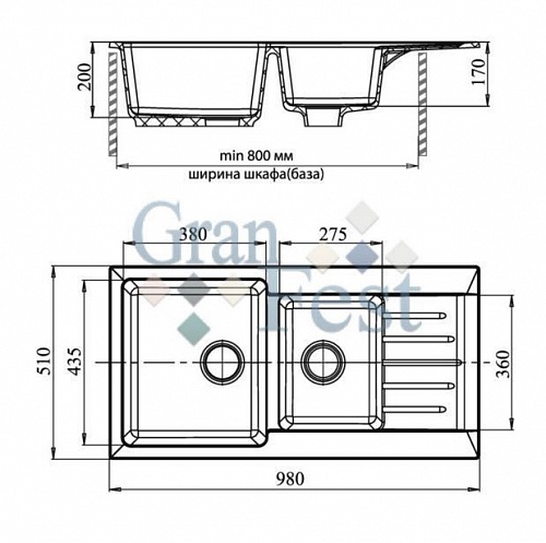 Кухонная мойка Granfest GF-P980KL