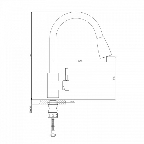 Смеситель д/кухни Haiba HB73304-2 вытяжной излив  нерж.ст. 