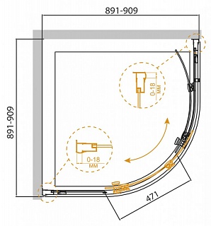 ДУШЕВОЙ УГОЛОК CEZARES PRATICO-R-1 90-C-Cr