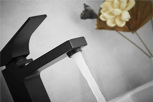 Смеситель д/раковины ROSE черный R1001H-1