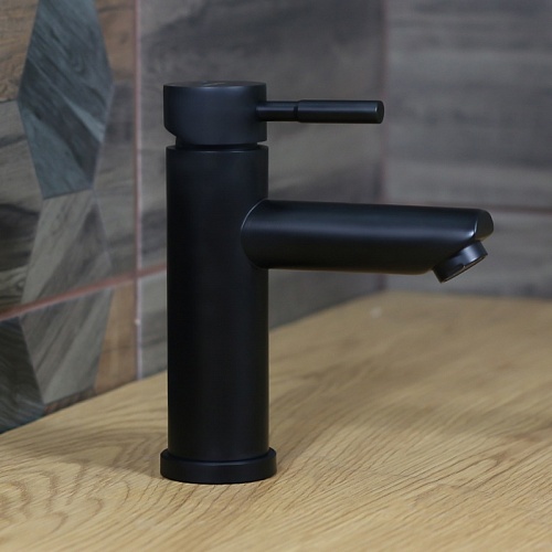 Смес. д/умывальника  MELANA TONDO черный нерж.  (F610101B)