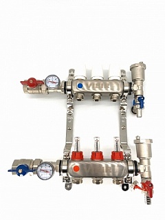 Коллектор с расходомерами 3-вых нерж. БЕЗ кранов Vieir  (VR113-03А) (5)