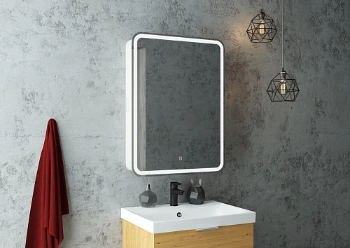 Зеркало-шкаф 60 "Эллиотт-60" Правый с розеткой, с LED подсветкой и сенсорным выключателем Континент