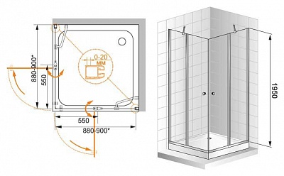 ДУШЕВОЙ УГОЛОК CEZARES ELENA A-22 100-P-Cr