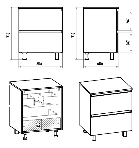Тумба 60 "Dakota-60" напольная 2 ящ. белый/дуб MISTY