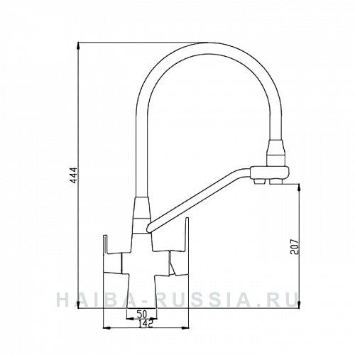 Смеситель д/кухни Haiba HB76855-7 под фильтр силикон.излив черный 