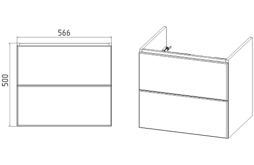 Комплект мебели 60 "София-60" подвесная 2 ящ. Push-to-open графит VIANT (ум.Como-60)
