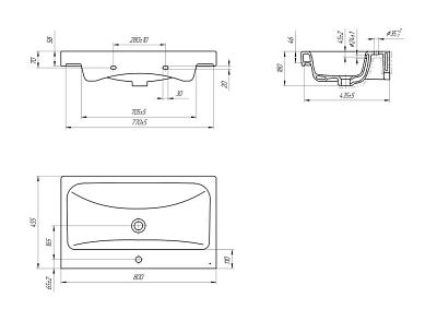 Комплект мебели 80 "Сицилия-80" подвесная 2 ящика капучино  VIANT (ум.MODUO-80)