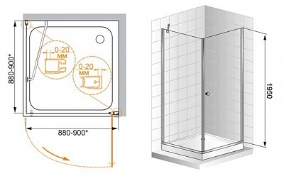 ДУШЕВОЙ УГОЛОК CEZARES ELENA A-1 90-P-Cr-R