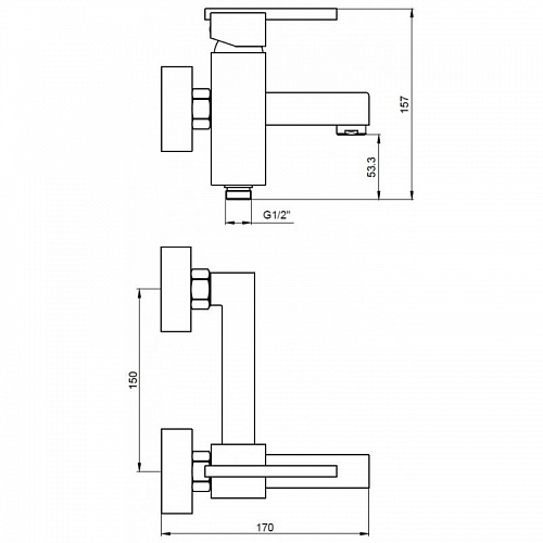 Смес д/ванны к/н Kaiser Quadris ф35 (25022)