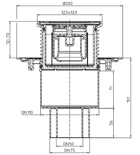 HL 310Prblue Трап сухим сифоном "Primus blue" (вертикальный выпуск) DN50/75/110 