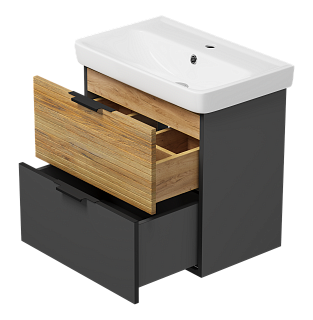 Комплект мебели 60 "Форест-60"  подвесная 2 ящ. Дуб Вотан / Антрацит MISTY (ум.Томь-60)