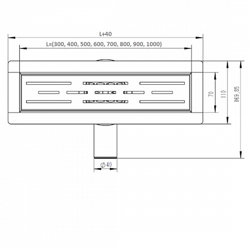 Водоотводящий лоток под плитку 600 мм   DL60A  VIEIR