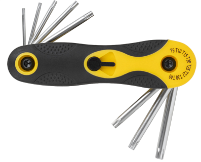 Ключи имбусовые FIT TORX CrV 8 шт. (Т9-Т40) складные (64016)