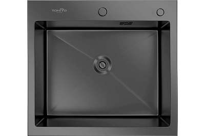 Мойка нерж врезная TOKITO 60х50 (3,0х1.2 220) ГРАФИТ с отверстием (сифон+корзина+дозатор) TOK-OKA-6050-GF