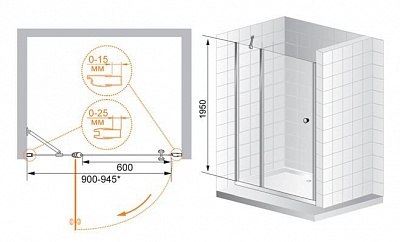 ДУШЕВАЯ ДВЕРЬ В НИШУ CEZARES TRIUMPH-B-12 110-C-Cr