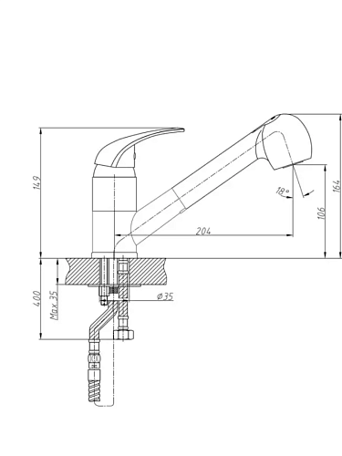Смеситель д/кухни Haiba HB6003 вытяжной излив