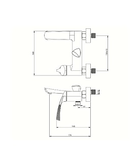 Смеситель д/ванны "KATANA " (KAT-1014CR) короткий излив, хром TOKITO