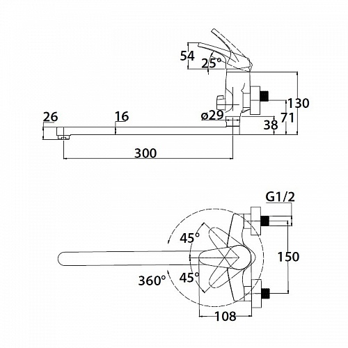 Смес д/ванны Kaiser Country ф40 встр.перекл. (55255)