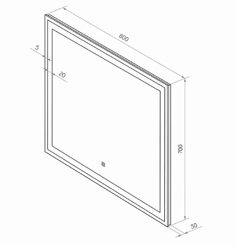 Зеркало 80 "Clamm Led" c LED подсветкой (сенсор на зеркале) 800х700 (ЗЛП3022) Континент