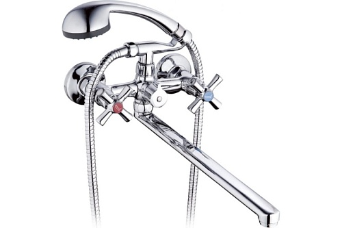 Смеситель д/ванны G-lauf (QMT7-B722) крест кер.плоский излив 310мм