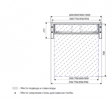 Тумба 60 "GRUNGE LOFT-60" подвесная Бетон светлый 1 ящ. 1 Марка 