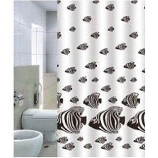 Штора д/ванной комнаты 180*180 "Голубой мрамор" полиэстер без колец (01-114)