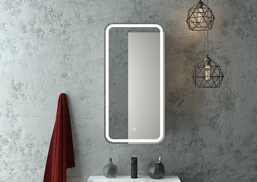 Зеркало-шкаф 40 "Эллиотт-40х80" Правый с розеткой, с LED подсветкой и сенсорным выключателем Континент