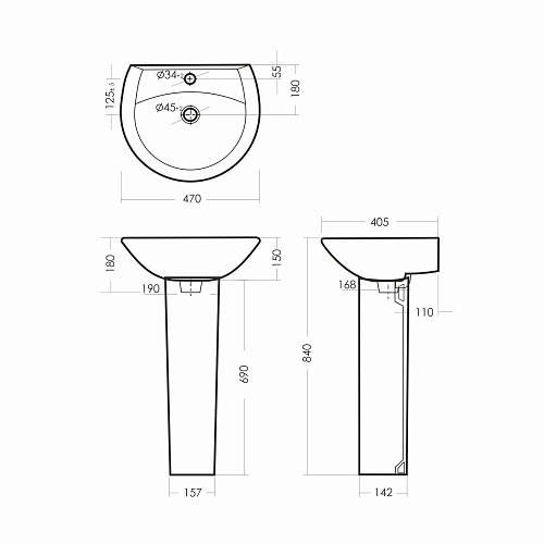 Умывальник с пьед."АТТИКА-48" (с пьедесталом Аттика) (Самара) 