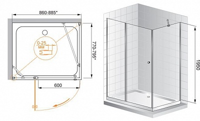ДУШЕВОЙ УГОЛОК CEZARES TRIUMPH-AH-1 100/80-P-Cr-R