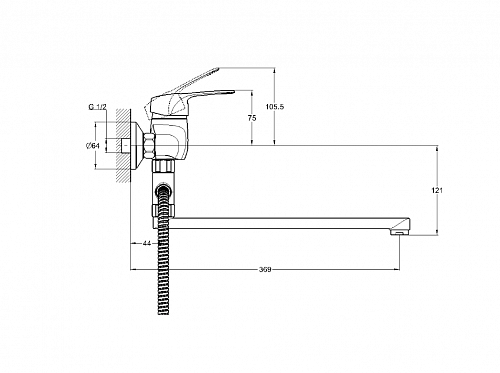 Смеситель д/ванны G-lauf (KLO6-C048) ф40 