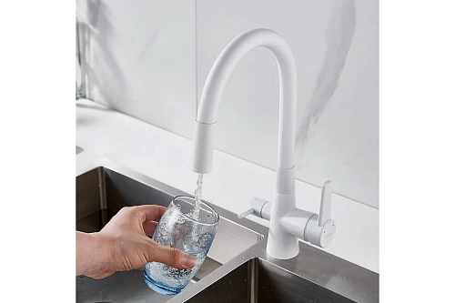 Смеситель д/кухни SHEVANIK гибкий излив белый под фильтр S668C