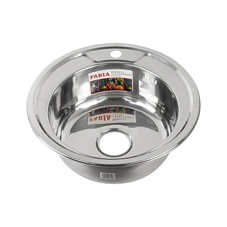 Мойка нерж врезная  FABIA D49 (0,6х160) сифон с переливом (04906) (12)