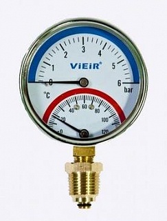 Термоманометр  0...6 bar  0-120' С (YE6)  VIEIR  (50)