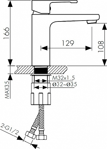 Смес д/раковины Kaiser Elite черный (01011-2)