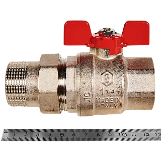 Кран шар. полнопроходной с амер. (EPDM) с упл. на сгоне баб. ВН 1 1/4"  (4/16) SVB-1007-200032 STOUT (замена арт.78798)