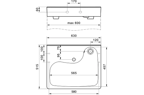  Умывальник на стиральную машину "Клио" с/отв. 50*60 в компл с кронштейнами