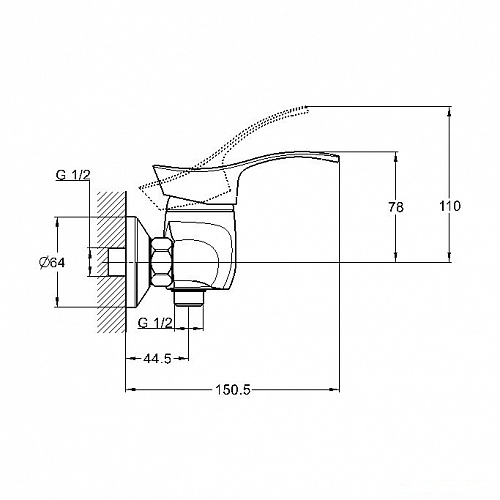Смеситель д/душа G-lauf (KLO5-A048/A149)