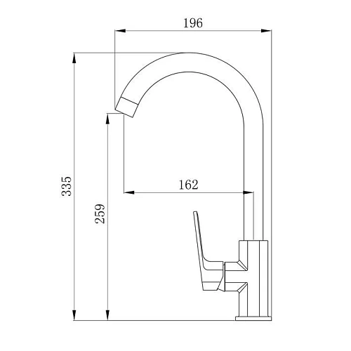 Смеситель д/кухни "AMA"(AMA-1013) высокий излив хром TOKITO