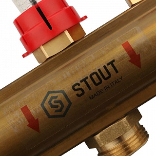 Коллектор 3-вых. латун. с расходомер. (SMB 0473 000003) STOUT