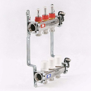Коллектор нерж. с расходомерами 1"х3/4" на  3 выхода (450I4303.R) Uni-Fitt 