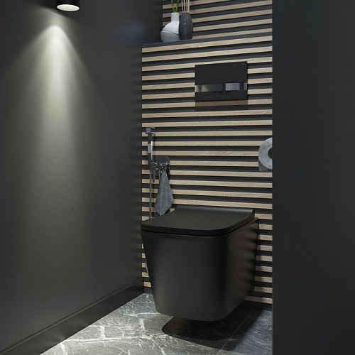 Унитаз подвесной IDDIS "BILD" черный безободковый сид. м/лифт BILR2BMi25