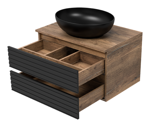 Тумба 70 "Dakota-70" подвесная черный кварц/дуб MISTY