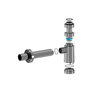 Сифон 1 1/4*40 бутылочный металлизированный с переходной трубкой d40мм BRB1004M (9)