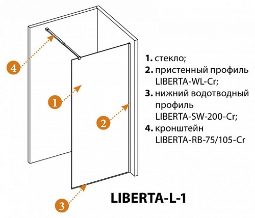 ДУШЕВАЯ ПЕРЕГОРОДКА CEZARES LIBERTA-L-1 130-C-Cr