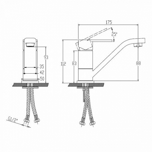 Смес д/раковины Kaiser Sharp ф40 (64111)