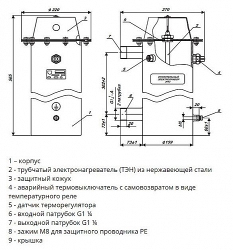Котел электрический ЭПО  - 18  электроприбор отопительный (14051+15340)