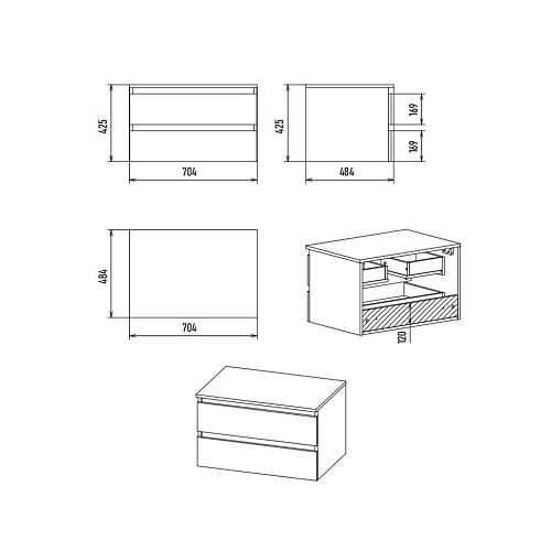 Тумба 70 "Dakota-70" подвесная черный кварц/дуб MISTY