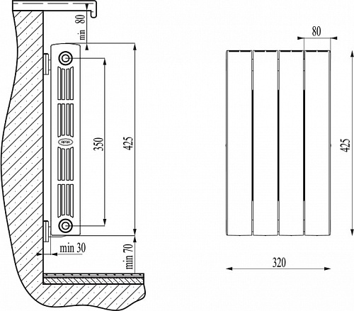 Радиатор бим.RIFAR  SUPReMO 350 4 