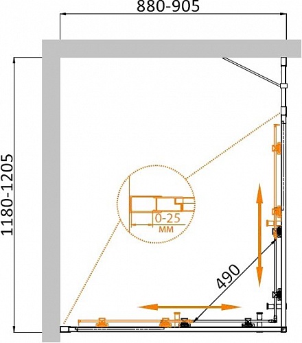 ДУШЕВОЙ УГОЛОК CEZARES MOLVENO-AH-21 90+30-P-Cr